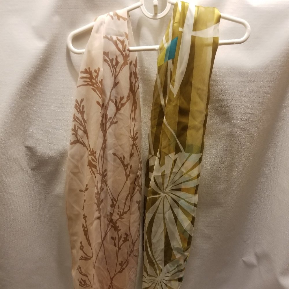 2 earth-tone polyester scarves- a Symphony and an Isabella - Picture 1 of 13